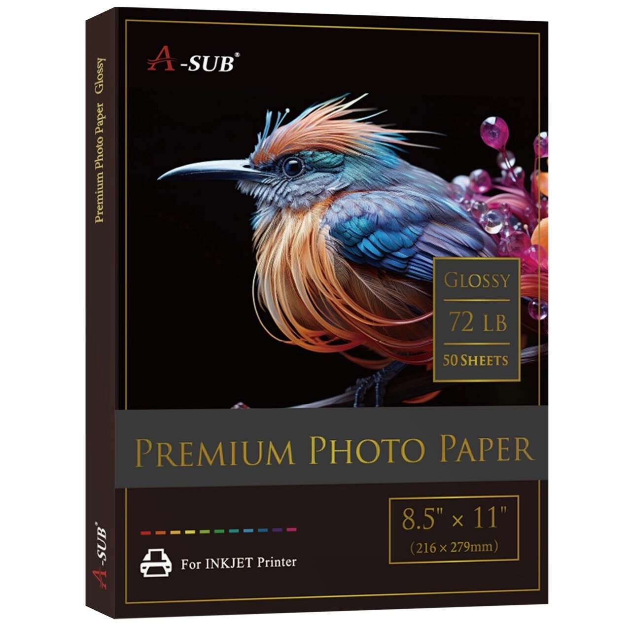 A-SUB Premium Glossy Photo Paper for Inkjet, 72 lb, Assorted Sizes